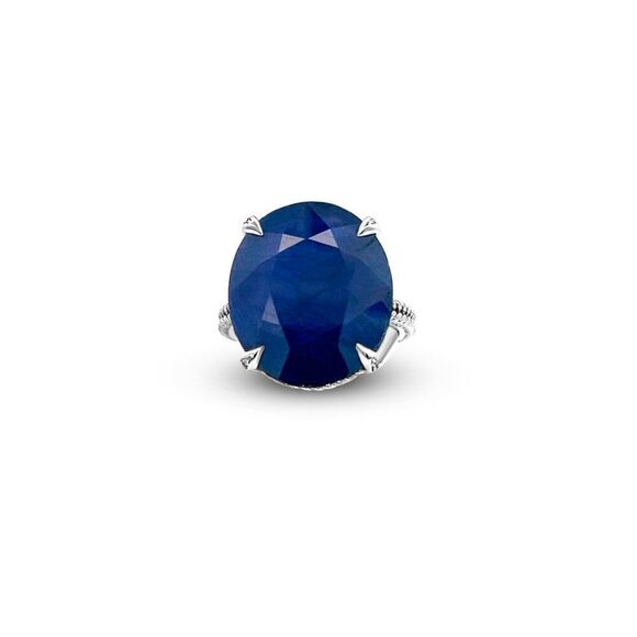 Natural Solitaire Sapphire Ring 6.5 14k W Gold 16.5 TCW Certified $2,950 310620 - Picture 6 of 11